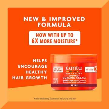 Cantu Coconut Curling Cream for Natural Hair with Pure Shea Butter, 12 oz (Pack of 2)