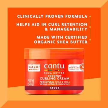 Cantu Coconut Curling Cream for Natural Hair with Pure Shea Butter, 12 oz (Pack of 2)