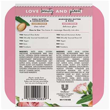 Love Beauty And Planet Hand Cream Gift Set Murumuru Butter Rose + Shea Butter Sandalwood Vegan, Cert...
