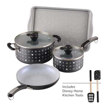 Farberware Disney Monochrome Ceramic Nonstick Cookware Pots and Pans with Baking/Bakeware Cookie Pan...