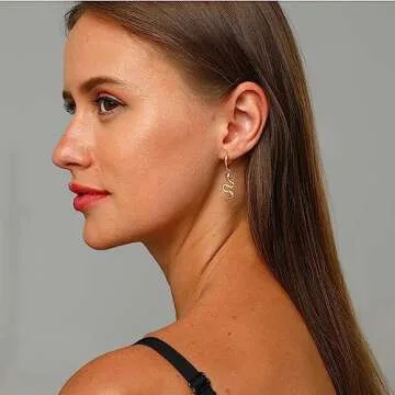 Gold Snake Personalized Huggie Hoop Dangle Stud Earrings Charm Nature Animal Earring Jewelry for Women