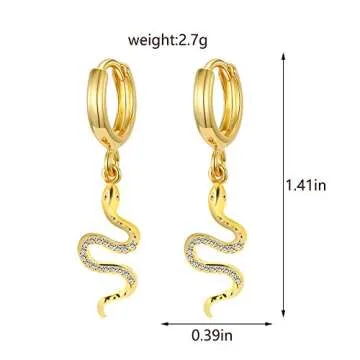 Gold Snake Personalized Huggie Hoop Dangle Stud Earrings Charm Nature Animal Earring Jewelry for Women