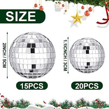 Vibrant Hanging Mirror Disco Balls - 35 Pcs Set