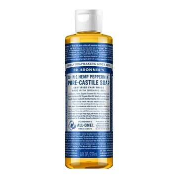 Dr. Bronner's Organic Peppermint Liquid Soap - 18-in-1 All-Purpose Cleaner with Invigorating Pepperm...