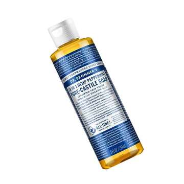 Dr. Bronner's Organic Peppermint Liquid Soap - 18-in-1 All-Purpose Cleaner with Invigorating Peppermint Oil - 8 Oz Size - Gentle Cleansing for Body, Face, Home - Natural, Organic Formula (2-Pack)