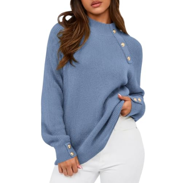 PRETTYGARDEN Womens Sweaters Fall 2024 Ribbed Knit Raglan Long Sleeve Mock Neck Pullover Sweater Chu...