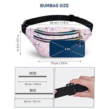 LIVACASA Holographic Fanny Packs for Women Waterproof Waist Packs Shiny with Adjustable Belt Diamond Lattice Pattern for Party Festival Trip Cute Pink