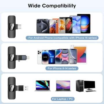 HMKCH Wireless Lavalier Microphone for Phone/iPhone/Computer, Dual Wireless Microphone for Video Recording, Live Stream, Vlog, YouTube, TikTok, Facebook, Zoom - Noise Reduction & Plug-Play