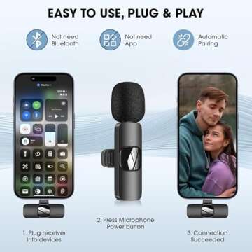 HMKCH Wireless Lavalier Microphone for Phone/iPhone/Computer, Dual Wireless Microphone for Video Recording, Live Stream, Vlog, YouTube, TikTok, Facebook, Zoom - Noise Reduction & Plug-Play