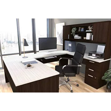 Bestar Ridgeley White Chocolate U-Shaped Executive Desk
