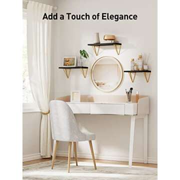 AMADA HOMEFURNISHING Floating Shelves, Black Wall Shelves with Triangle Brackets, 16" Shelves for Wall Decor, Black Shelves for Bathroom, Bedroom, Living Room, Kitchen, Set of 3 - AMFS12B