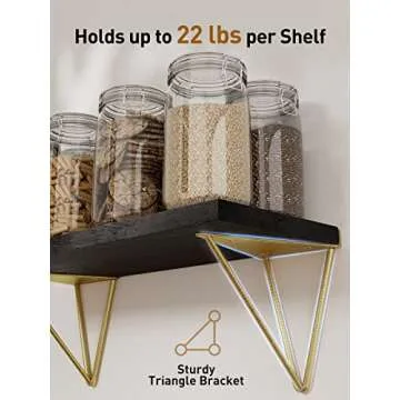 AMADA HOMEFURNISHING Floating Shelves, Black Wall Shelves with Triangle Brackets, 16" Shelves for Wall Decor, Black Shelves for Bathroom, Bedroom, Living Room, Kitchen, Set of 3 - AMFS12B