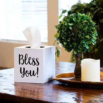 Bless You Tissue Box Cover Rustic | Farmhouse Tissue Holder for Home
