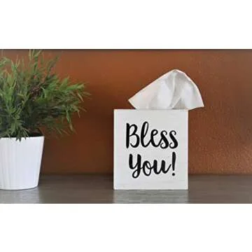 Bless You Tissue Box Cover Rustic Farmhouse Decor