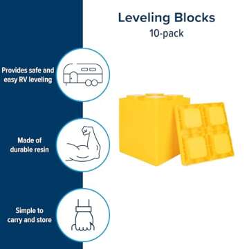 Camco RV Leveling Blocks - Features Interlocking Nested Design & Includes Zippered Bag for RV Storag...
