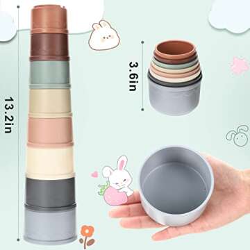 MEWTOGO 8 Pcs Stacking Cups for Rabbits - Multi-Colored Reusable Bunny Toys of Different Sizes, Safe Plastic Nesting Toys for Small Animals Rabbits Bunny Gifts Hiding Food and Playing