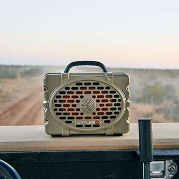 Turtlebox Gen 2: Loud! Outdoor Portable Bluetooth 5.0 Speaker | Rugged, IP67, Waterproof, Impact Resistant & Dustproof (Plays to 120db, Pair 2X for True L-R Stereo), Field Tan