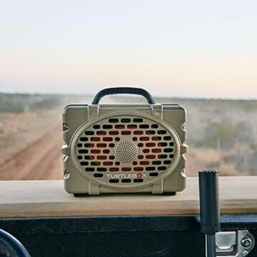 Turtlebox Gen 2: Loud! Outdoor Portable Bluetooth 5.0 Speaker | Rugged, IP67, Waterproof, Impact Resistant & Dustproof (Plays to 120db, Pair 2X for True L-R Stereo), Field Tan
