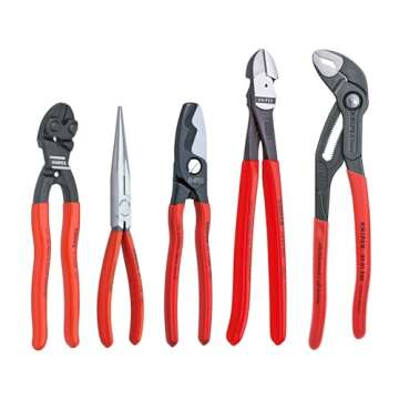 KNIPEX - 9K 00 80 108 US Tools - 5 Piece Automotive Starter Pliers Set (87 01 250, 95 11 200, 26 11 200, 74 01 250, 71 31 200) (9K0080108US)