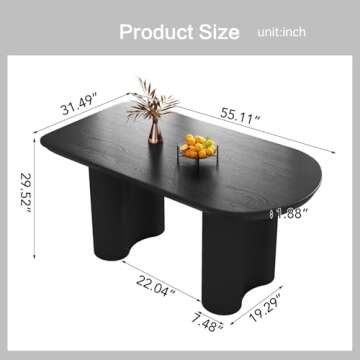 Guyii 55.11" Dining Table, Modern Kitchen Table for 6 People, Indoor Dining Table for Kitchen, Bar, ...