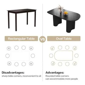 Guyii 55.11" Dining Table, Modern Kitchen Table for 6 People, Indoor Dining Table for Kitchen, Bar, Living Room, Small Space, Black