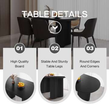 Guyii 55.11" Dining Table, Modern Kitchen Table for 6 People, Indoor Dining Table for Kitchen, Bar, Living Room, Small Space, Black