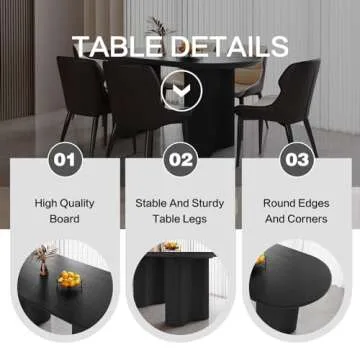 Guyii 55.11" Dining Table, Modern Kitchen Table for 6 People, Indoor Dining Table for Kitchen, Bar, Living Room, Small Space, Black