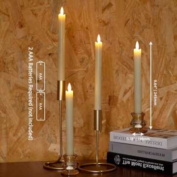AFINETH Flameless Taper Candles - Remote-Controlled 6 Pack of 9.6" Real Wax Candles with 3D Wick for...