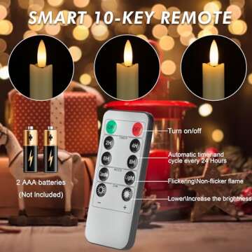 AFINETH Flameless Taper Candles | Remote & Real Wax