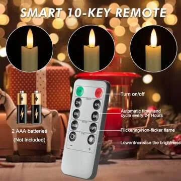AFINETH Flameless Taper Candles | Remote & Real Wax