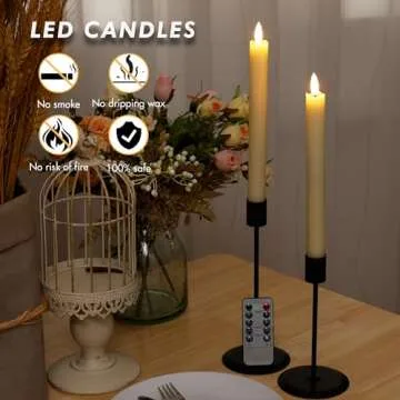 AFINETH Flameless Taper Candles | Remote & Real Wax