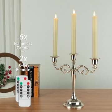 AFINETH Flameless Taper Candles | Remote & Real Wax