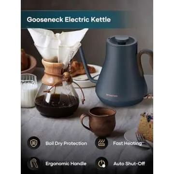 INTASTING Electric Gooseneck Kettle - 0.9L, Rapid Heating, Safe Use