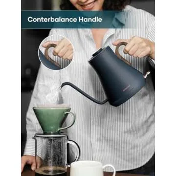 INTASTING Electric Gooseneck Kettle - 0.9L, Rapid Heating, Safe Use