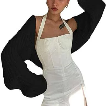 Women Flare Puff Sleeve Off Shoulder Blouse Tops Long Sleeve Ruffle Crop Tops Open Front Lace Up Shirt Clubwear(S-Black#3,Small)