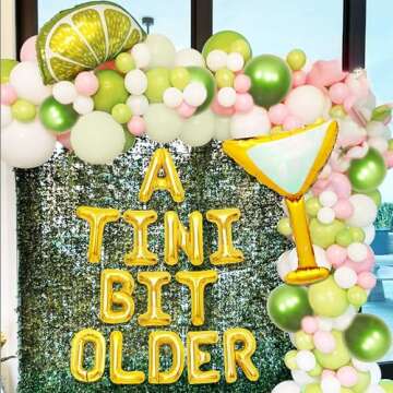 LaVenty Gold Tini Bit Older Sin Banner Balloons Martini Bar Party Decorations Weenies and Tinis Decor for Bachelorette Party Martini Birthday Decorations