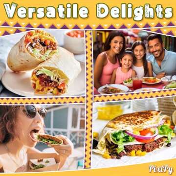 Tortilla Warmer Pouch (Multicolor, 12 Inch), Microwavable Fabric Tortilla Heater Pouch to Keep Torti...