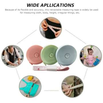 Mini Retractable Tape Measure(3 Packs) + Soft Fabric Sewing Ruler(1 Pieces), Flexible, Pocket Size, Dual Sided, 150CM Tailor Measuring Tapes for Body Measurement Weight Loss Cloth Knitting Craft