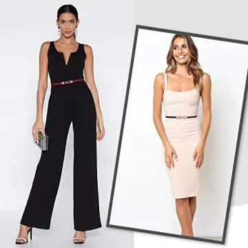 JASGOOD Women Leather Skinny Belts - 2 Pack Adjustable Fashion