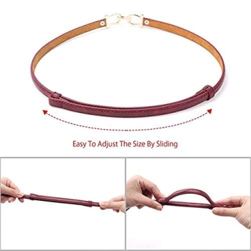 JASGOOD Women Leather Skinny Belts - 2 Pack Adjustable Fashion