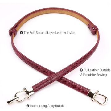 JASGOOD Women Leather Skinny Belts - 2 Pack Adjustable Fashion