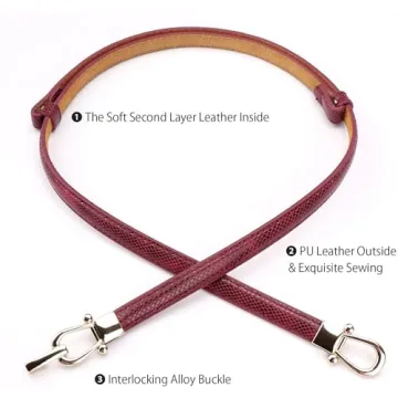 JASGOOD Women Leather Skinny Belts - 2 Pack Adjustable Fashion
