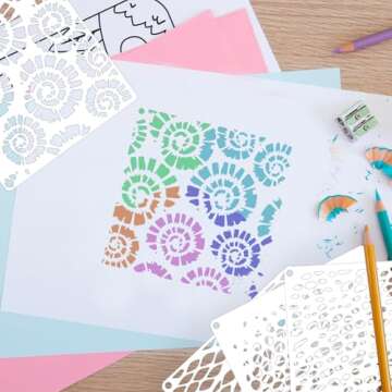 16Pcs Mixed Texture Painting Stencils for All Ages