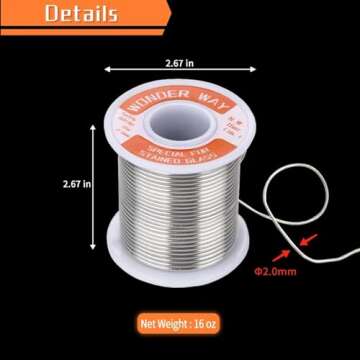 Sn60/Pb40 Tin Lead Solder Wire For Stained Glass 2.0mm Dia No Flux Welding Soldering Tin By Wonderway (16oz)
