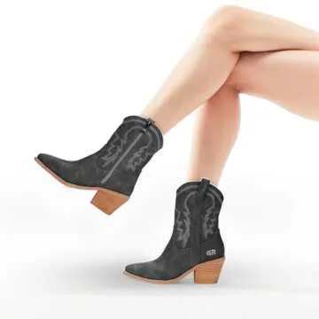 gioanroca Western Cowgirl Ankle Boot in Vegan Leather