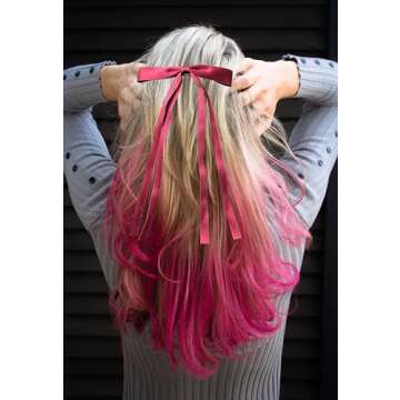 Hair Clips for Women Tassel Ribbon Bowknot With Long Tail, Clip Girl, Solid Accessories Barrettes Claw Bow (Burgundy,Black)