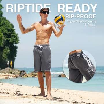 Kanu Surf Men's Standard Barracuda Swim Trunks (Regular & Extended Sizes), Charcoal, Medium