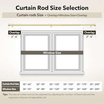 Elegant IFELS Heavy Duty Curtain Rods in Gold - Adjustable