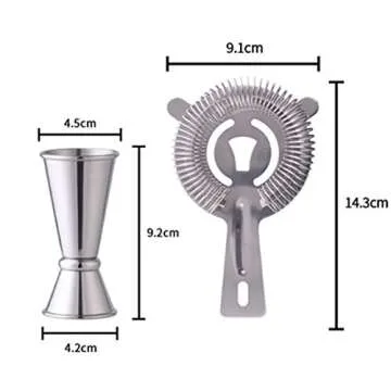 Cocktail Shaker Set 16 Piece Cocktail Making Kit Stainless Steel Bar Bartender Accessories 700ml for Family Gathering Party Cocktail Lovers with Wooden Stand