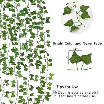 Mkono Hanging Fake Vines for Bedroom Wall Decor Artificial Plant Leaves with Wood Beads Set Indoor Greenery Ivy Garland for Living Room Apartment Christmas Wedding Party Teen Girl Room